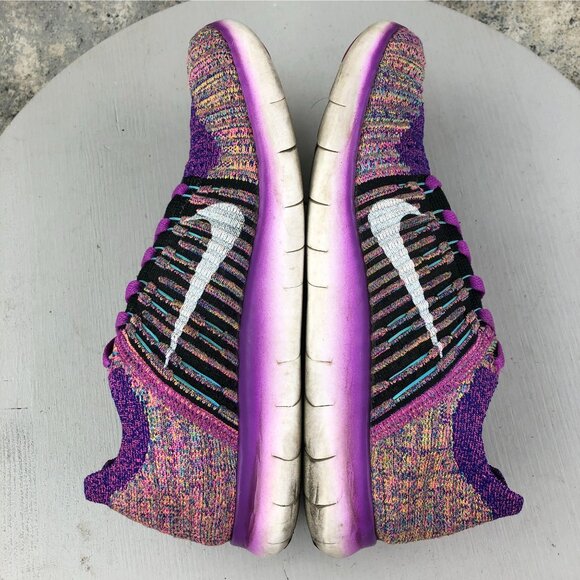Nike Women's Size 8.5 Free RN Flyknit Hyper Purple Running Sneakers 831070-500 - Picture 9 of 15